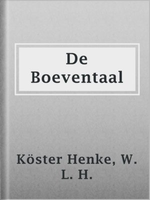 cover image of De Boeventaal
